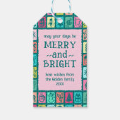 Whimsical Christmas Grid Cute Custom Cadeaulabel (Voorkant)