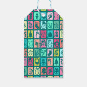 Whimsical Christmas Grid Cute Custom Cadeaulabel (Achterkant)