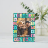 Whimsical Christmas Grid Cute Custom  Feestdagenkaart (Staand voorkant)