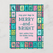 Whimsical Christmas Grid Cute Custom  Feestdagenkaart (Voorkant)