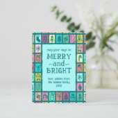 Whimsical Christmas Grid Cute Custom  Feestdagenkaart (Staand voorkant)