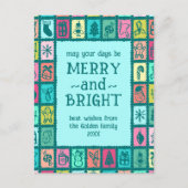 Whimsical Christmas Grid Cute Custom  Feestdagenkaart (Voorkant)