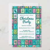 Whimsical Christmas Grid Cute Custom HOLIDAY PARTY Kaart (Voorkant)