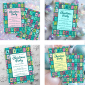 Whimsical Christmas Grid Cute Custom HOLIDAY PARTY Kaart