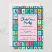 Whimsical Christmas Grid Cute Custom HOLIDAY PARTY Kaart (Voorkant)