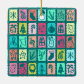 Whimsical Christmas Grid Cute Custom PHOTO Holiday Keramisch Ornament (Achterkant)