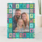 Whimsical Christmas Grid Cute Custom PHOTO Message Kaart (Voorkant)
