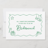 Whimsical Christmas Hand Drawn Bridesmaid Proposal Kaart (Voorkant)