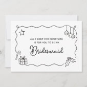 Whimsical Christmas Hand Drawn Bridesmaid Proposal Kaart (Voorkant)