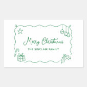 Whimsical Christmas Hand Drawn Scribble Minimalist Rechthoekige Sticker (Voorkant)