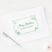 Whimsical Christmas Hand Drawn Scribble Minimalist Rechthoekige Sticker (Envelop)