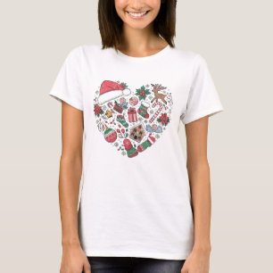 Whimsical Christmas Heart Art T-shirt