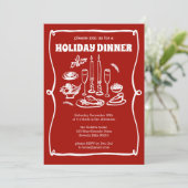 Whimsical Christmas Holiday Dinner Party CUSTOM Kaart (Staand voorkant)