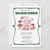 Whimsical Christmas Holiday Dinner Party CUSTOM Kaart (Voorkant)