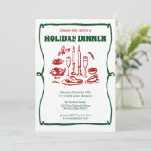 Whimsical Christmas Holiday Dinner Party CUSTOM Kaart (Staand voorkant)