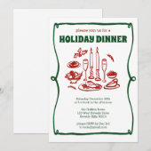 Whimsical Christmas Holiday Dinner Party CUSTOM Kaart (Voorkant / Achterkant)