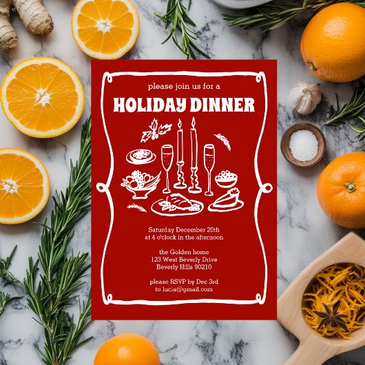 Whimsical Christmas Holiday Dinner Party CUSTOM Kaart