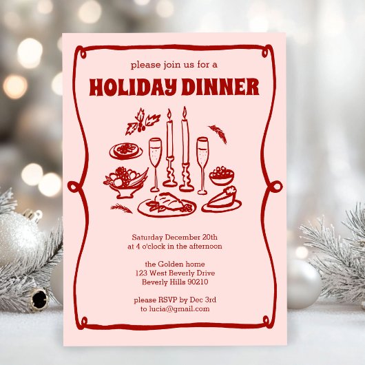 Whimsical Christmas Holiday Dinner Party CUSTOM Kaart