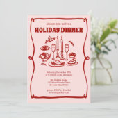 Whimsical Christmas Holiday Dinner Party CUSTOM Kaart (Staand voorkant)