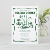 Whimsical Christmas Holiday Dinner Party Kraft Kaart (Staand voorkant)