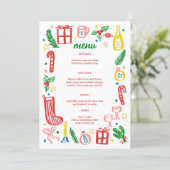 Whimsical Christmas Holiday Party Cute Custom Menu (Staand voorkant)