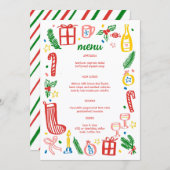 Whimsical Christmas Holiday Party Cute Custom Menu (Voorkant / Achterkant)