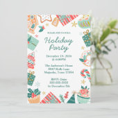 Whimsical Christmas Holiday Party Kaart (Staand voorkant)