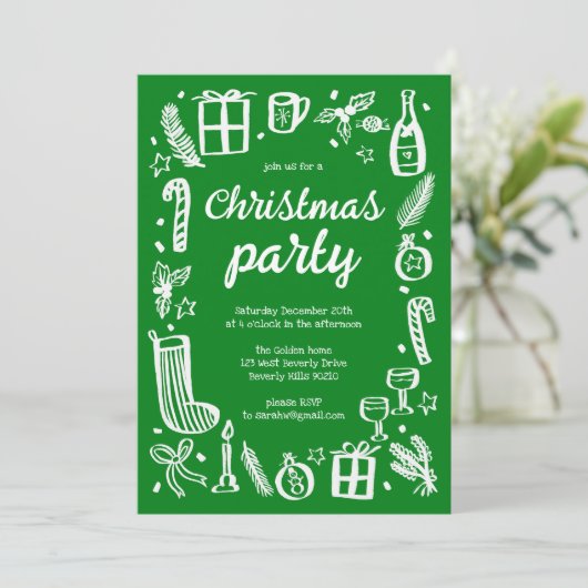 Whimsical Christmas Holiday Party Schattige Custom Kaart (Staand voorkant)