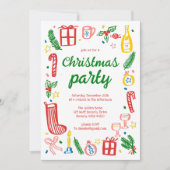 Whimsical Christmas Holiday Party Schattige Custom Kaart (Voorkant)