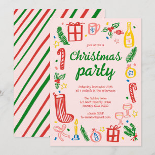 Whimsical Christmas Holiday Party Schattige Custom Kaart