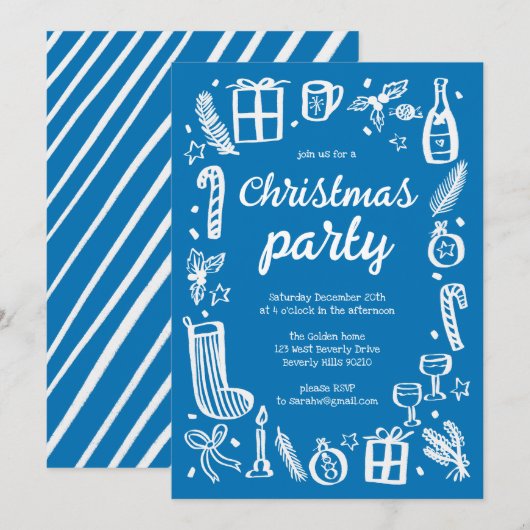 Whimsical Christmas Holiday Party Schattige Custom Kaart (Voorkant / Achterkant)