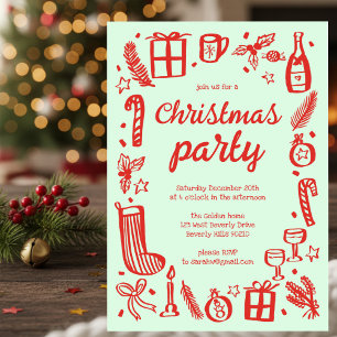 Whimsical Christmas Holiday Party Schattige Custom Kaart
