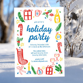 Whimsical Christmas Holiday Party Schattige Custom Kaart