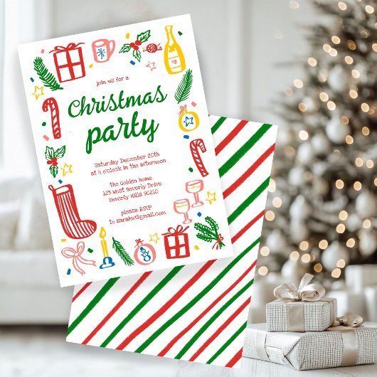 Whimsical Christmas Holiday Party Schattige Custom Kaart