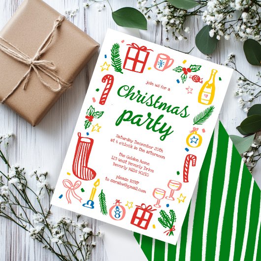 Whimsical Christmas Holiday Party Schattige Custom Kaart