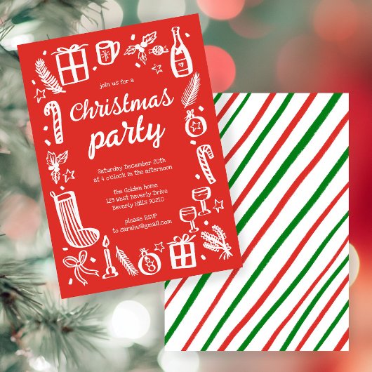 Whimsical Christmas Holiday Party Schattige Custom Kaart