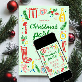 Whimsical Christmas Holiday Party Schattige Custom Kaart