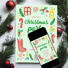 Whimsical Christmas Holiday Party Schattige Custom Kaart