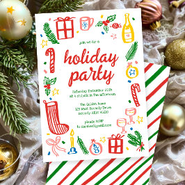 Whimsical Christmas Holiday Party Schattige Custom Kaart