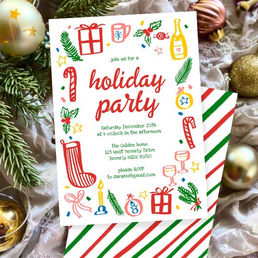 Whimsical Christmas Holiday Party Schattige Custom Kaart