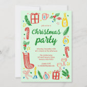 Whimsical Christmas Holiday Party Schattige Custom Kaart (Voorkant)