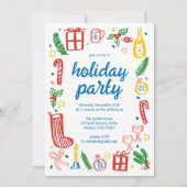 Whimsical Christmas Holiday Party Schattige Custom Kaart (Voorkant)