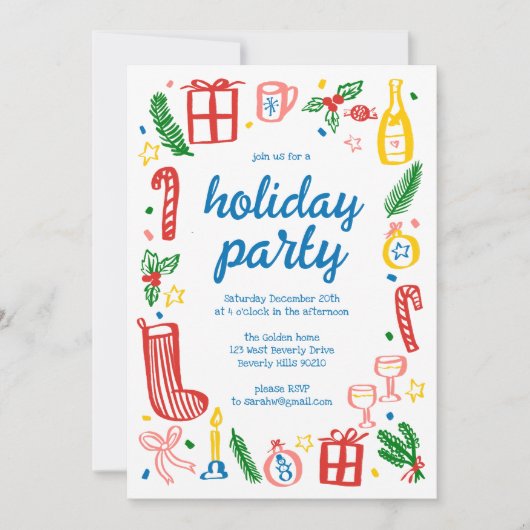 Whimsical Christmas Holiday Party Schattige Custom Kaart (Voorkant)