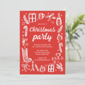 Whimsical Christmas Holiday Party Schattige Custom Kaart (Staand voorkant)