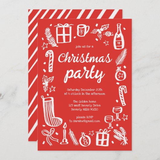 Whimsical Christmas Holiday Party Schattige Custom Kaart (Voorkant / Achterkant)