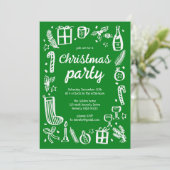 Whimsical Christmas Holiday Party Schattige Custom Kaart (Staand voorkant)