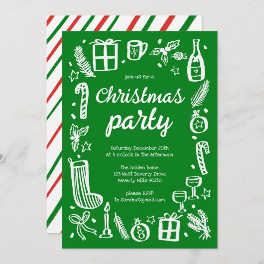 Whimsical Christmas Holiday Party Schattige Custom Kaart (Voorkant / Achterkant)