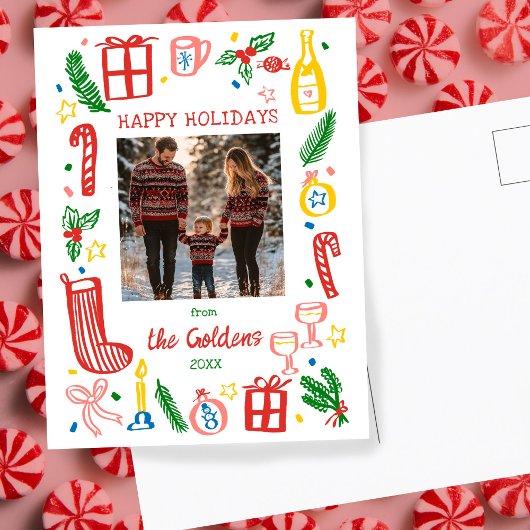 Whimsical Christmas Holiday Schattigee Custom PHOT Briefkaart