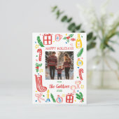 Whimsical Christmas Holiday Schattigee Custom PHOT Briefkaart (Staand voorkant)