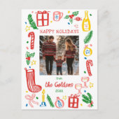 Whimsical Christmas Holiday Schattigee Custom PHOT Briefkaart (Voorkant)
